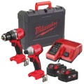 Milwaukee M18BLCPP2A-402C - Zestaw combo wiertarko-wkrętarka udarowa + zakrętarka udarowa 1/4"