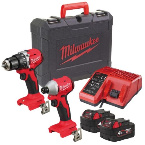 Milwaukee M18BLCPP2A-402C - Zestaw combo wiertarko-wkrętarka udarowa + zakrętarka udarowa 1/4"