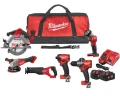 Milwaukee M18 FPP6G3-502B - Zestaw combo wiertarko-wkrętarka udarowa + zakrętarka udarowa 1/4" + pilarka tarczowa 165 mm + piła szablasta + szlifierka kątowa 125 mm + latarka LED