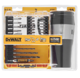 Dewalt DT70707 - Zestaw końcówek 1/4" i wierteł do metalu Small Tough Case + kubek termiczny