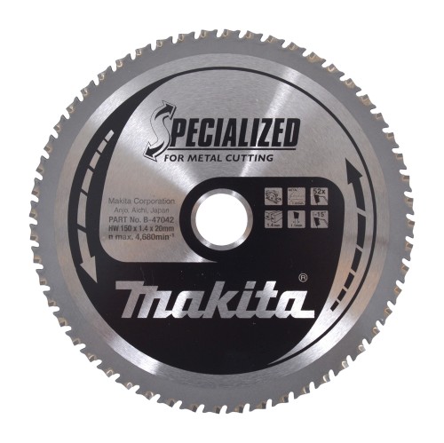 Makita B-47042 - Tarcza do piły, Specialized T.C.T, 150 x 20 mm, 52 Z