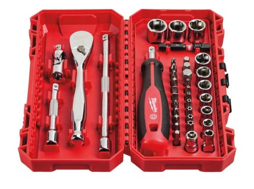 MILWAUKEE 4932498381 - Zestaw z grzechotka - nasadkami 1/4" i bitami udarowymi - 38 części