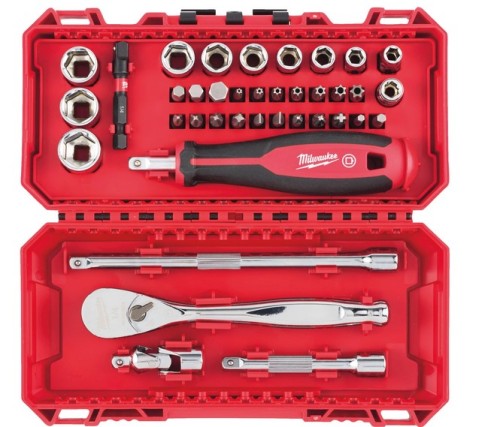 MILWAUKEE 4932498381 - Zestaw z grzechotka - nasadkami 1/4" i bitami udarowymi - 38 części