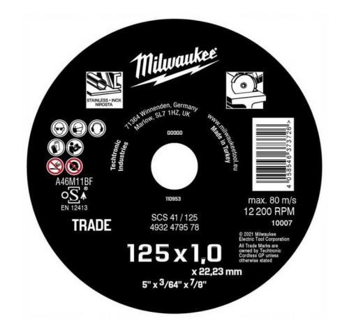 Milwaukee 4932479578 - Tarcza do cięcia metalu 125 x 1 x 22,2 mm