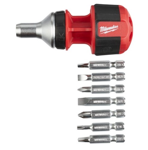 MILWAUKEE 4932471868 - Krótki uniwersalny wkrętak z grzechotką 8 w 1