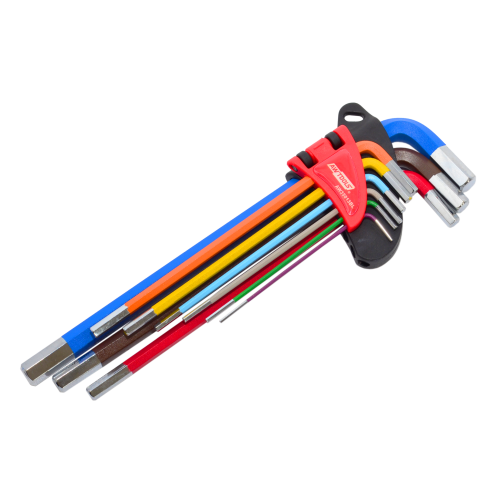 AWTOOLS AW35013BL - KLUCZE IMBUSOWE HEX/ 1,5-10,0mm/9szt. KOLOR DŁUGIE BLACK LINE