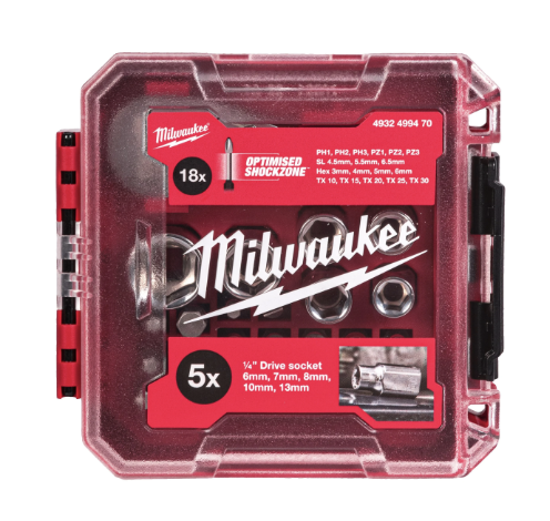 MILWAUKEE 4932499470 - Zestaw nasadek i bitów z grzechotką 1/4" 25 szt.