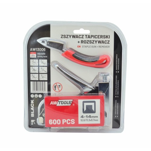 AwTools AW13006 - zszywacz 4-14mm metal czarny + rozszywacz