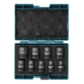 MAKITA E-16564 - Zestaw sześciokątnych nasadek udarowych czarnych 8-24mm 1/2" CR-MO 9 sztuk