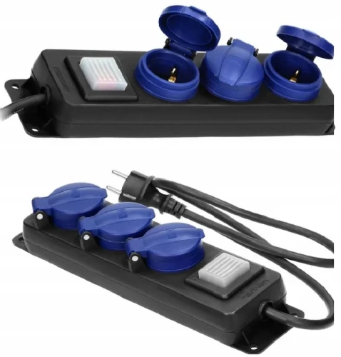 ORNO  OR-AE-13296(GS)/5M - Przedłużacz Warsztat 3x 5m Gniazdo ip44 guma 3x1.5mm2