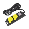 AwTools AW24700 - Przedłużacz Warsztatowy Czarny 2 Gniazda 3.0m  z Uziemieniem, Wyłącznik IP44 3x1.5mm
