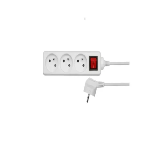 AWTOOLS AW24636 - Przedłużacz biały 3 gniazda 3.0m z uziemieniem 