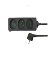 AWTOOLS AW24676 -  Przedłużacz czarny 4 gniazda 3.0m z uziemieniem