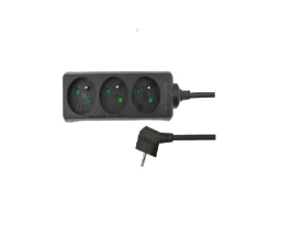 AWTOOLS AW24672 - Przedłużacz czarny 3 gniazda 5.0m z uziemieniem