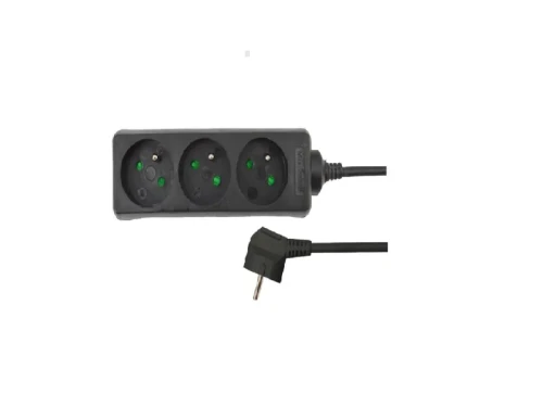 AWTOOLS AW24672 - Przedłużacz czarny 3 gniazda 5.0m z uziemieniem