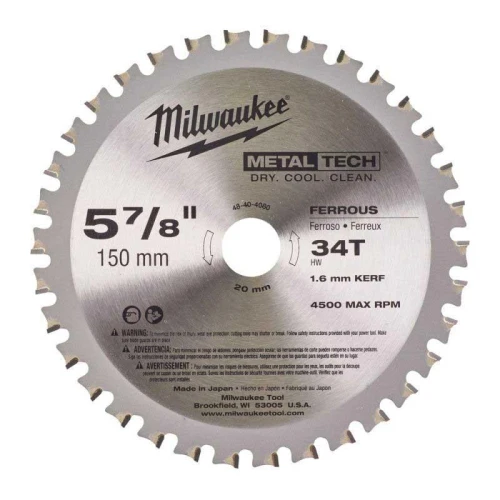 Milwaukee 48404080 - Tarcza do metalu 150x20 mm, 34 zęby