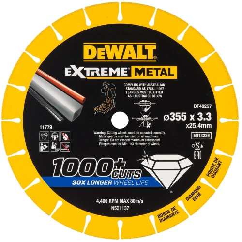 DEWALT DT40257 - Tarcza diamentowa do cięcia stali, 355/25,4 /3.3mm