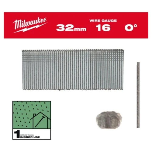 Milwaukee 4932498313 - Sztyfty galwanizowane 16G z cienką główką do M18 FN16GS, 1,6 x 32 mm 0° (5 tys. szt.)