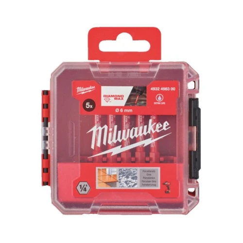 Milwaukee 4932498300 - Zestaw wierteł diamentowych Hex Diamond Max do wiercenia na mokro/sucho, 6 mm (5 szt.)