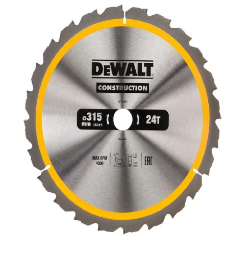 DEWALT DT1961 - Piła tarczowa do cięcia drewna 315/30mm, grubość cięcia 3.0mm, 24 zęby
