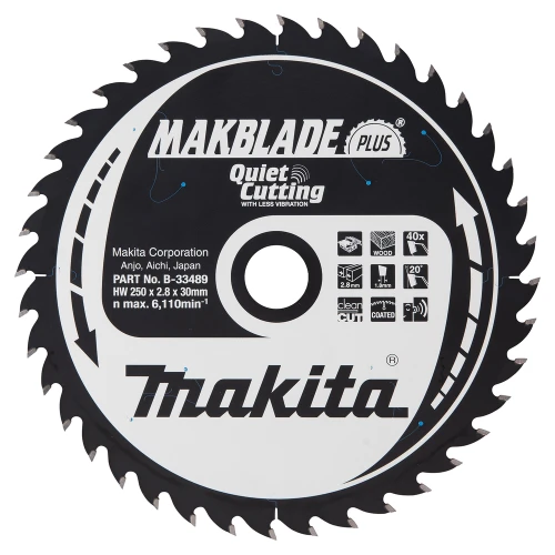Makita B-33489 - Piła tarczowa 250x30x40z Mablade Plus Drewno
