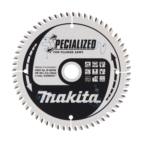 Makita B-56792  - Tarcza tnąca SPECJALLIZED TCT 165x20mm 60Z do cięcia drewna i płyt MDF