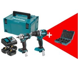 Makita DLX2359TJ1 - Zestaw combo - DHP484 + DTW300 + MAKITA E-16564 - Zestaw sześciokątnych nasadek udarowych czarnych 8-24mm 1/2"