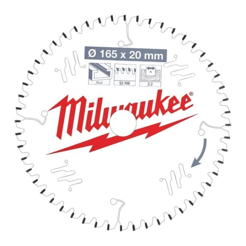 Milwaukee 4932471296 - Tarcza pilarska do aluminium, czyste cięcie 165 x 20 mm, 52 zęby