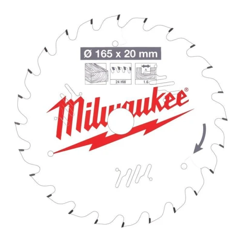 Milwaukee 4932471931 - Tarcza pilarska do drewna 165 x 20 mm, 24 zęby