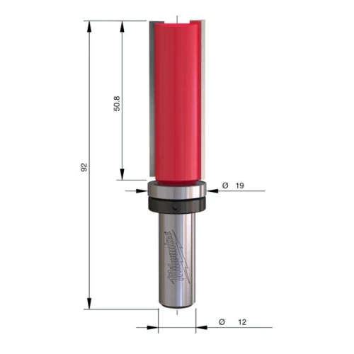 Milwaukee 4932500944 - Frez profilowy do szablonów do drewna z węglikiem spiekanym, trzpień 12 mm 19 x 50,8/92 mm