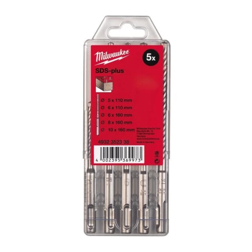 Milwaukee 4932352338 - Zestaw wierteł udarowych do betonu SDS Plus 2-ostrzowe, 5 - 10 mm