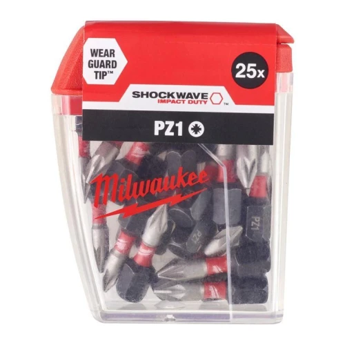 Milwaukee 4932430861 - Bit udarowy Shockwave do śrub Pozidriv PZ1 x 25 mm (25 szt.)