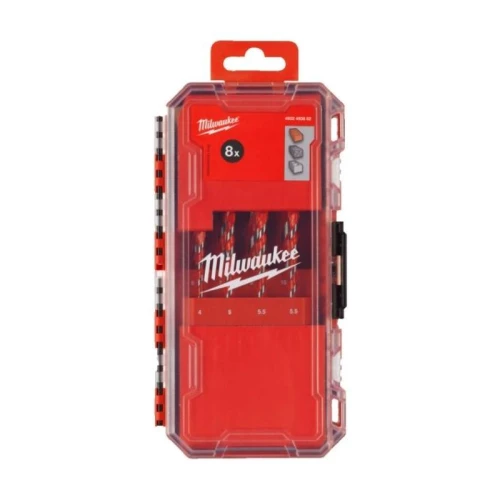 Milwaukee 4932493882 - Zestaw wierteł udarowych Premium do betonu z uchwytem cylindrycznym, 4 - 10 mm (8 szt.)