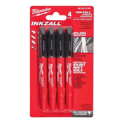 Milwaukee 48223154 - Cienkie markery INKZALL czarne 4 szt.