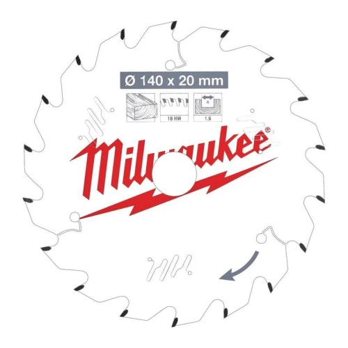Milwaukee 4932471310 - Tarcza pilarska do drewna 140 x 20 mm 18 zębów