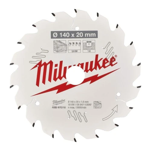 Milwaukee 4932471310 - Tarcza pilarska do drewna 140 x 20 mm 18 zębów