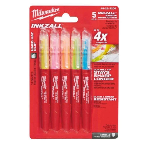 Milwaukee 48223206 - Markery zakreślacz kolorowe 5 szt.