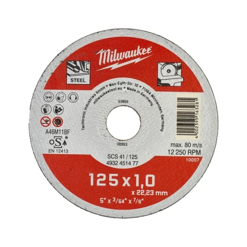 Milwaukee 4932451477 - Tarcza do cięcia metalu Contractor 125 x 1 x 22,2 mm