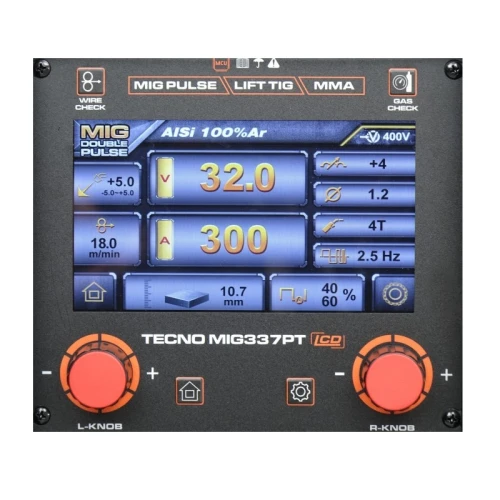 Ideal TECNO MIG 337 PULSE SYNERGIC LCD - Spawarka inwertorowa Migomat + wózek