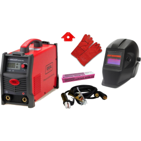 IDEAL V-ARC 225 DIGITAL -  Spawarka + przyłbica samościemniająca + rękawice spawalnicze + kątownik magnetyczny + Elektrody rutylowe - łatwospawalne