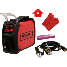 IDEAL PRAKTIK 205 DIGITAL - Spawarka inwertorowa + rękawice spawalnicze + kątownik magnetyczny + Elektrody rutylowe - łatwospawalne