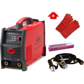 IDEAL V-ARC 225 DIGITAL -  Spawarka + rękawice spawalnicze + kątownik magnetyczny + Elektrody rutylowe - łatwospawalne