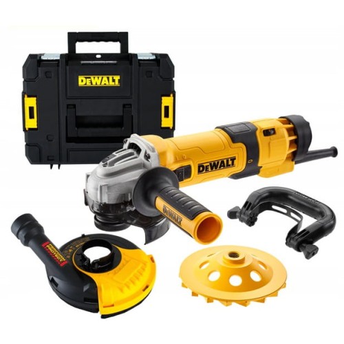 DeWalt DWE4257KT - Szlifierka kątowa z regulacją obrotów + osłona przeciwpyłowa
