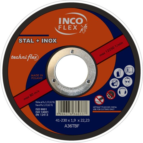 INCO A36TBF - Tarcza do cięcia stali+INOX 230x1,9x22,2