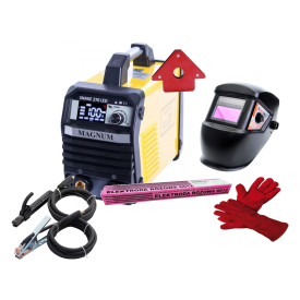 Magnum SNAKE 270LED - Spawarka + przyłbica samosciemniajaca + rękawice spawalnicze + kątownik magnetyczny + Elektrody rutylowe - łatwospawalne