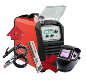 IDEAL - EXPERT ARC 400 CELLULOSIC - Spawarka inwertorowa + przyłbica samościemniająca + rękawice spawalnicze + kątownik magnetyczny  + Elektrody rutylowe - łatwospawalna 2.5 mm /2.5kg