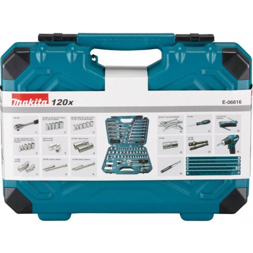 Makita E-06616 - Zestaw narzędzi i akcesoriów 120 elementów