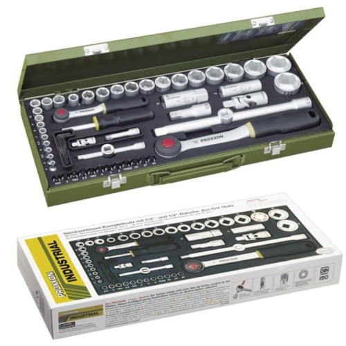 Proxxon PR23040 - Zestaw kluczy z grzechotką 1/2" i 1/4" - 56 elementów