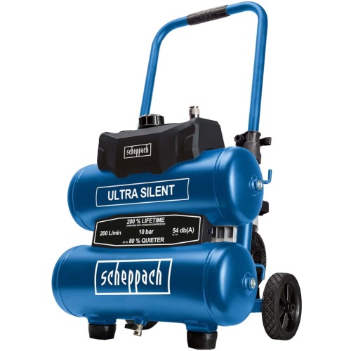 Scheppach Ultra Silent HC20SI - Kompresor bezolejowy z 2 zbiornikami - wyciszony