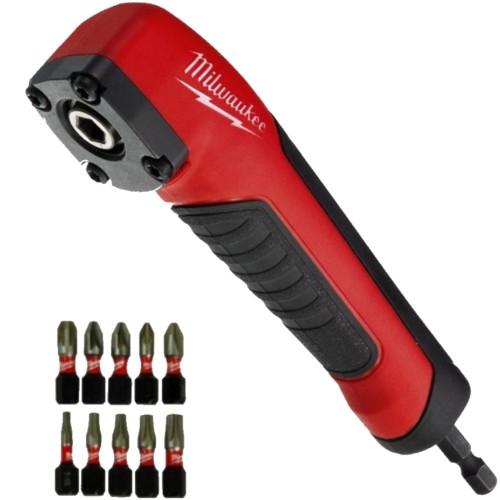 MILWAUKEE Shockwave - udarowa nasadka kątowa 90° 1/4"  + bity